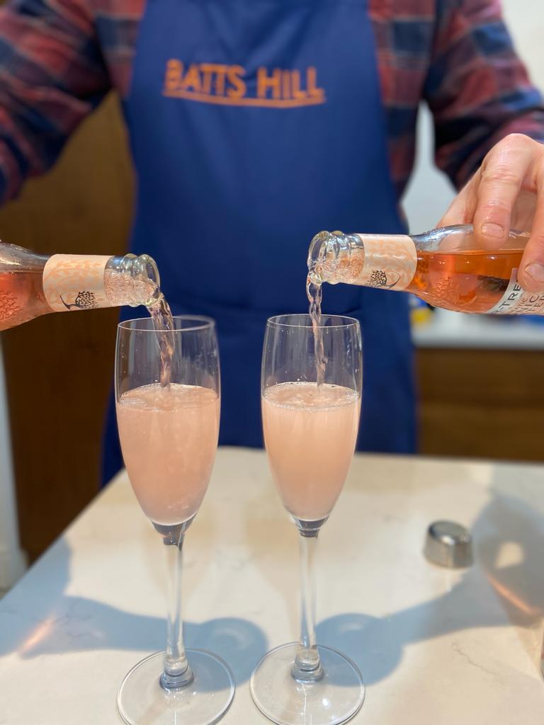 Batts Hill Surrey Dry Gin Elderflower Gin Fizz in a champagne flute