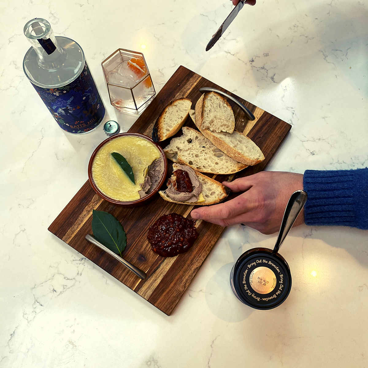 Batts Hill Surrey Dry Gin-infused chicken liver pate with chutney