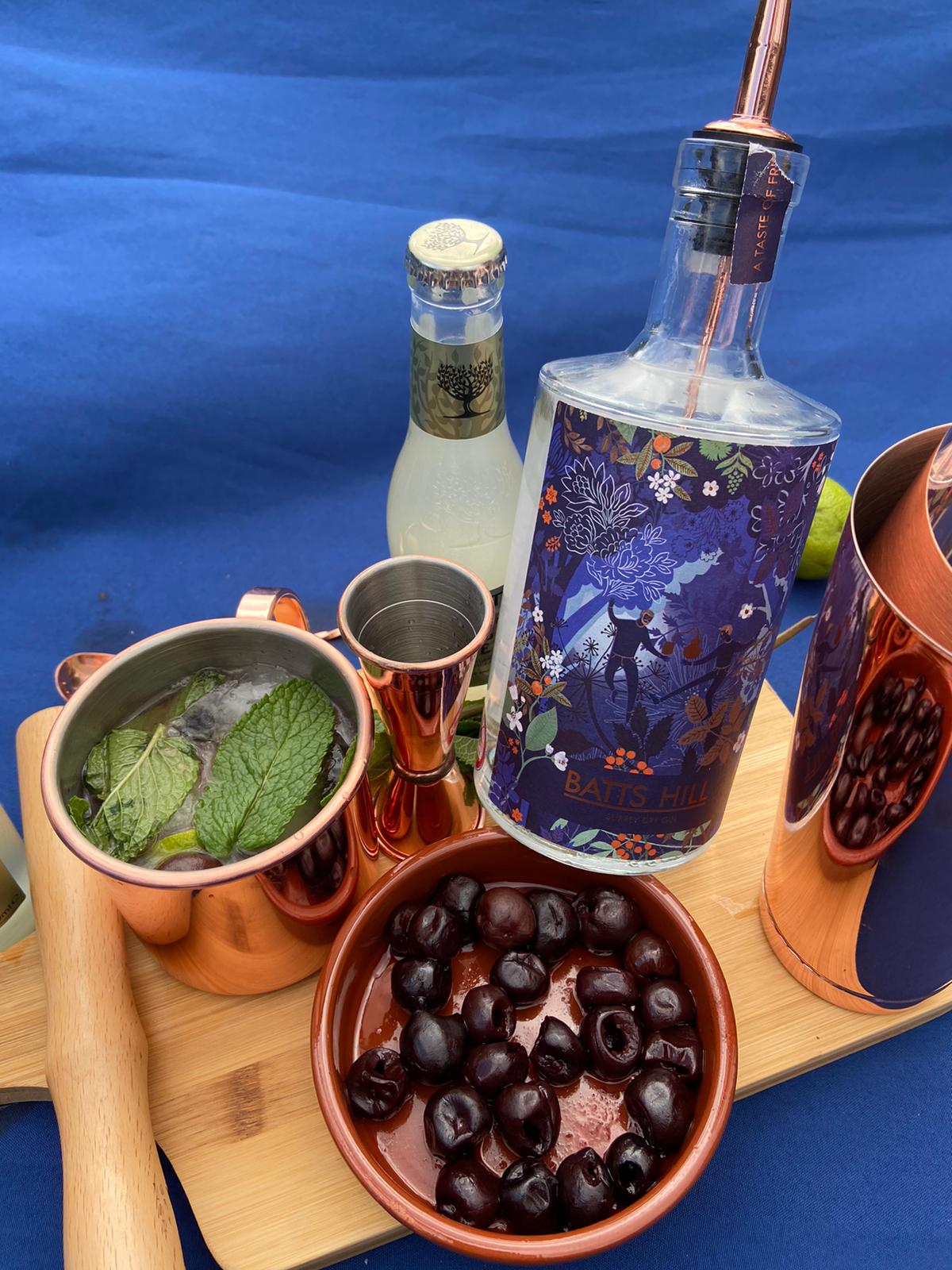 Batts Hill Surrey Dry Gin Cherry Gin Mule in a copper mug