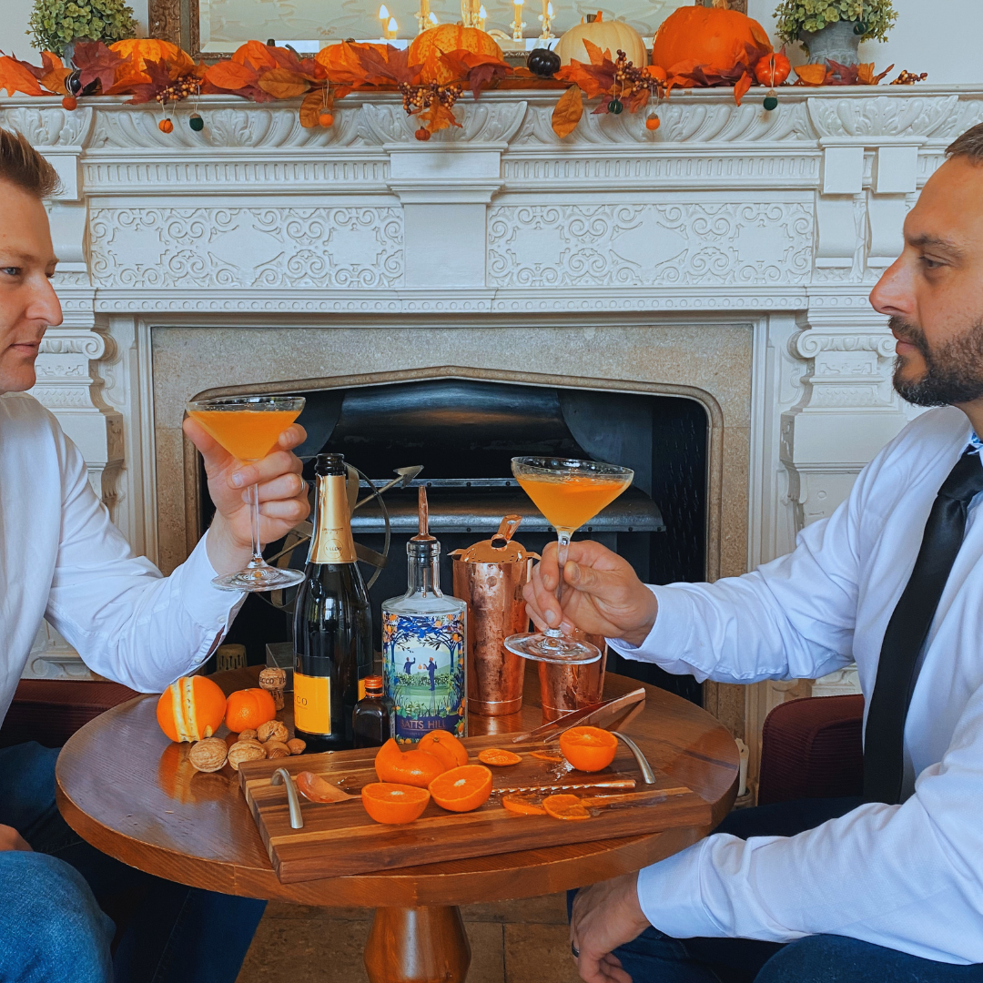 Batts Hill Cucumber and Clementine Gin Clementine French 75 in a champagne flute